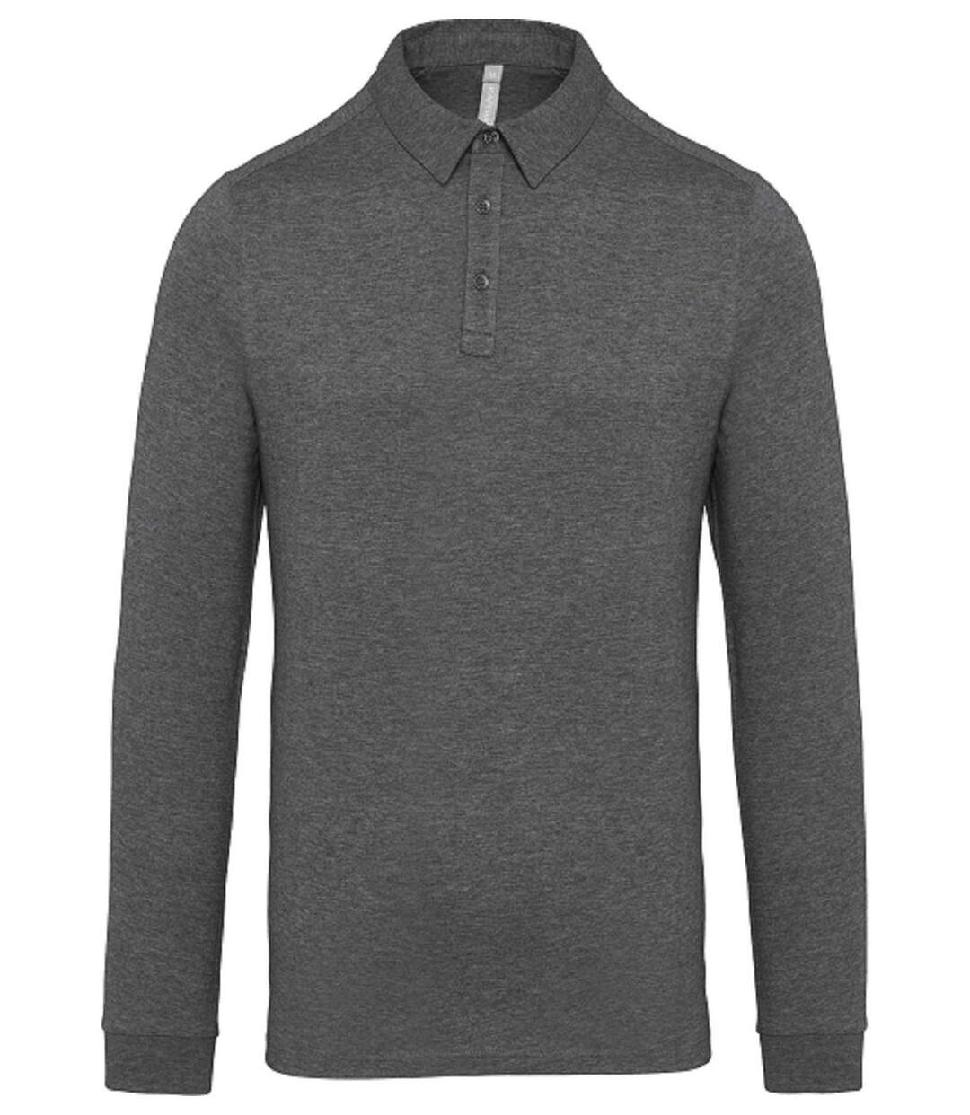 Polo jersey manches longues - Homme - K264 - gris heather-1