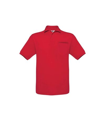 B&C Mens Safran Plain Short Sleeve Polo Shirt With Pocket (Red) - UTRW3512