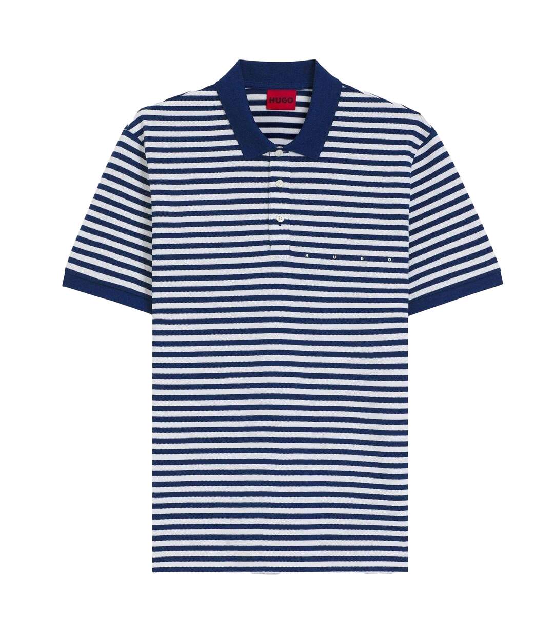 Mens Striped Short-sleeved Polo Shirt Blue White Hugo-2