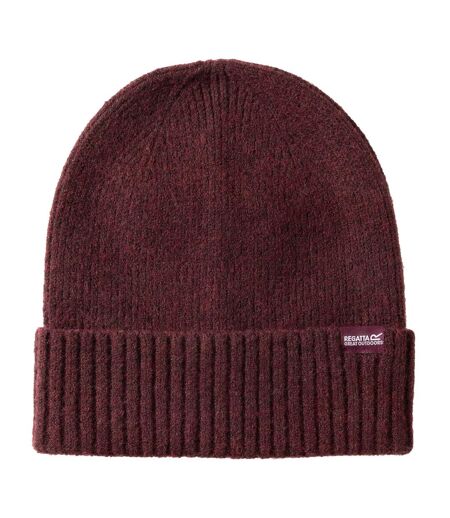 Bonnet Uni Et Côtelé À Revers Basic Femme Pourpre Regatta