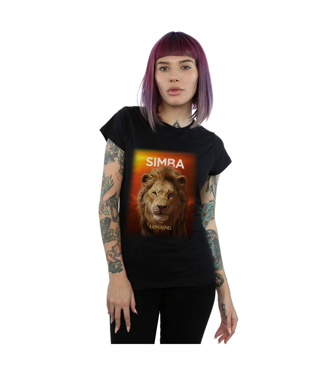 Disney Womens/Ladies The Lion King Movie Adult Simba Poster Cotton T-Shirt (Noir) - UTBI25186-2