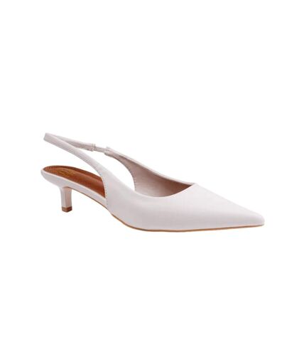 Womens/ladies new pointed pu sling back kitten heel court shoes white Where´s That From