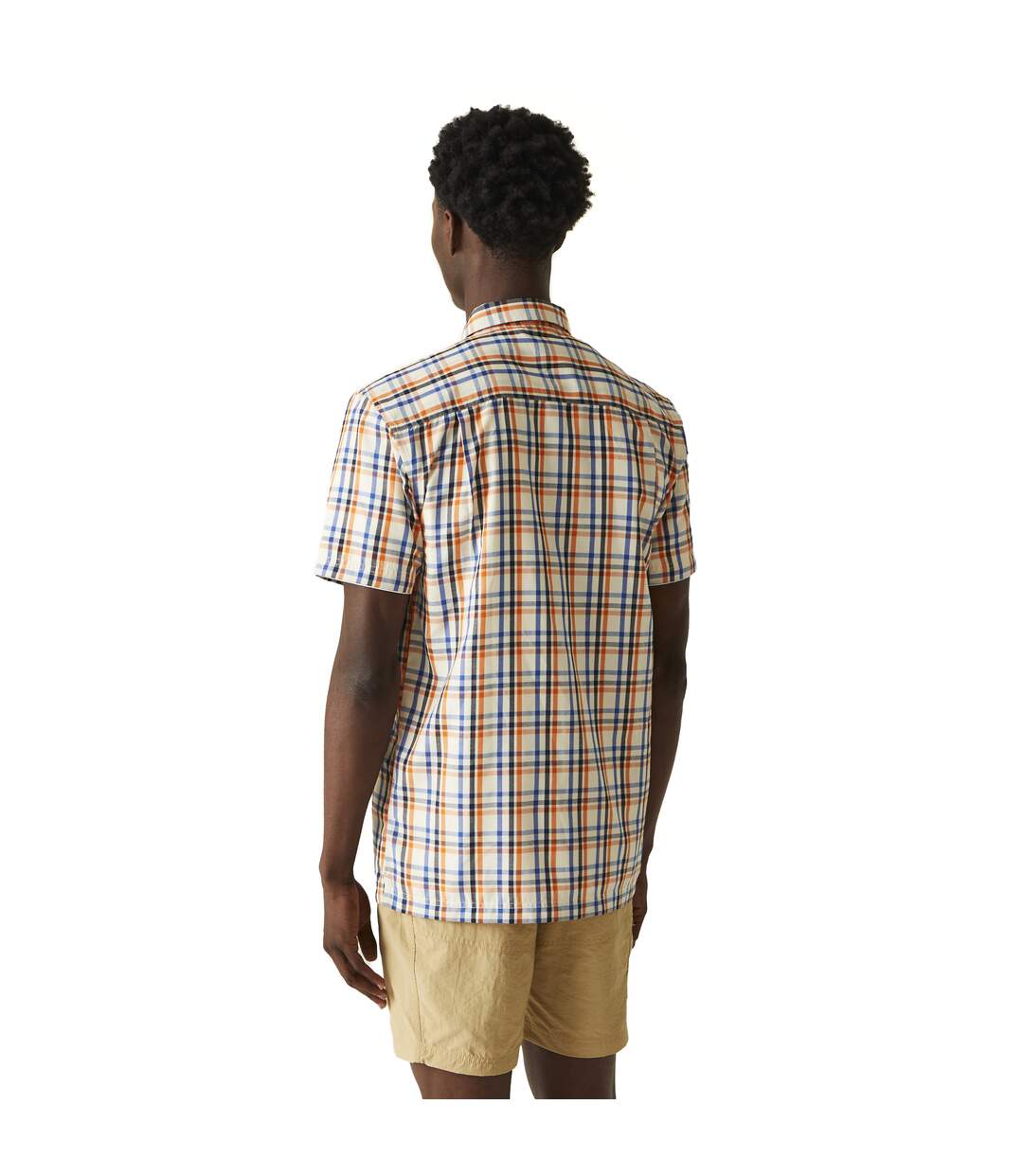 Chemise mindano homme bleu roi / orange kaki / guimauve Regatta-2