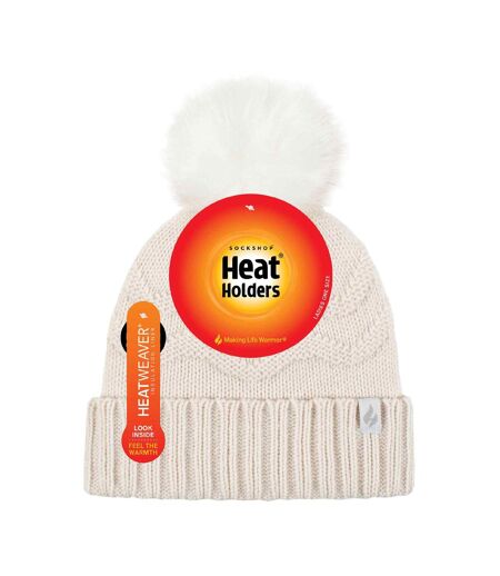Heat Holders - Bonnet Femme Hiver Tricot Zigzag | Polaire avec Pompon