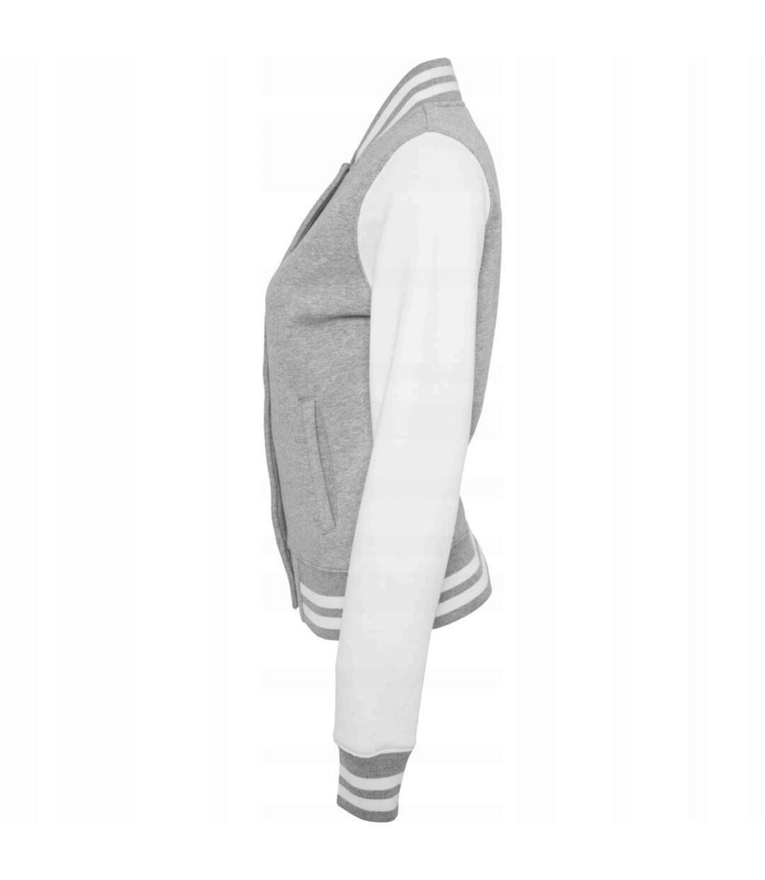Blouson D'université Femme Gris Chiné Blanc Build Your Brand-3
