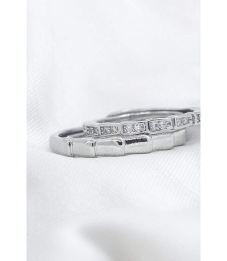 Silver Couple Adjustable Promise Eternity Matching Ring Set