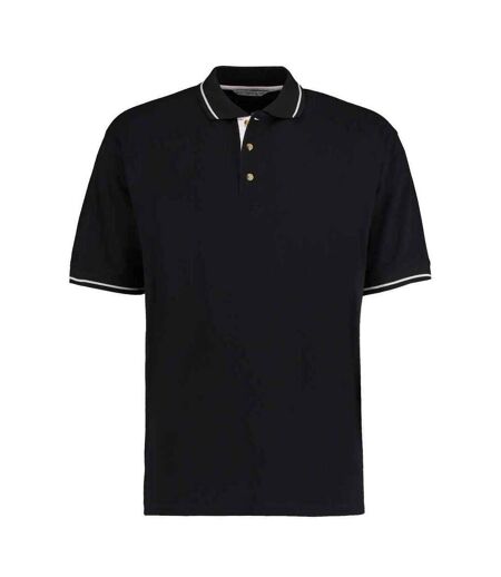 Mens Polo Shirt Black White Kustom Kit