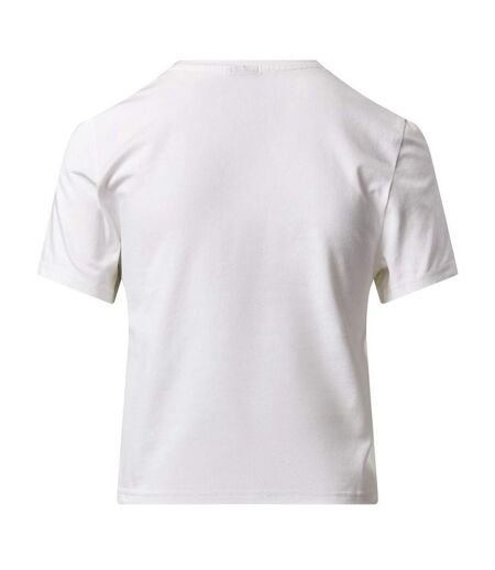 Womens/ladies Victory Capped Sleeved Crop T-shirt White Gym King