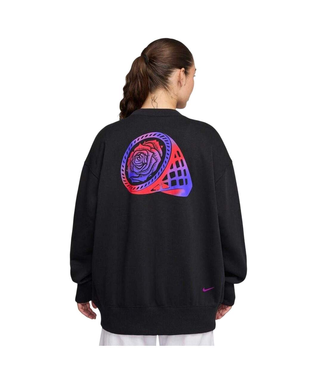 Womens/ladies Phoenix England Fleece Crew Neck Sweatshirt Black Purple Nike-3