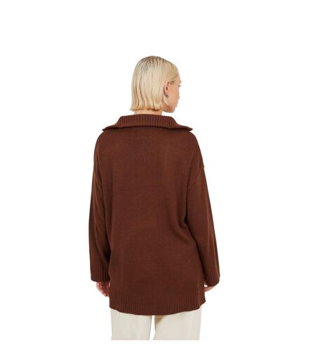 Pull Motif/style Zippé Fashion Femme Marron Chocolat Brave Soul