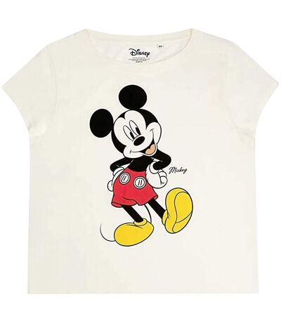 Disney Womens/Ladies Timeless Mickey Mouse Long Pyjama Set (Cream/Black/White)