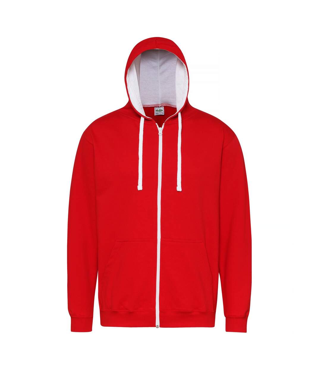 Sweatshirt à capuche et fermeture zippée homme rouge feu/blanc arctique Awdis-1