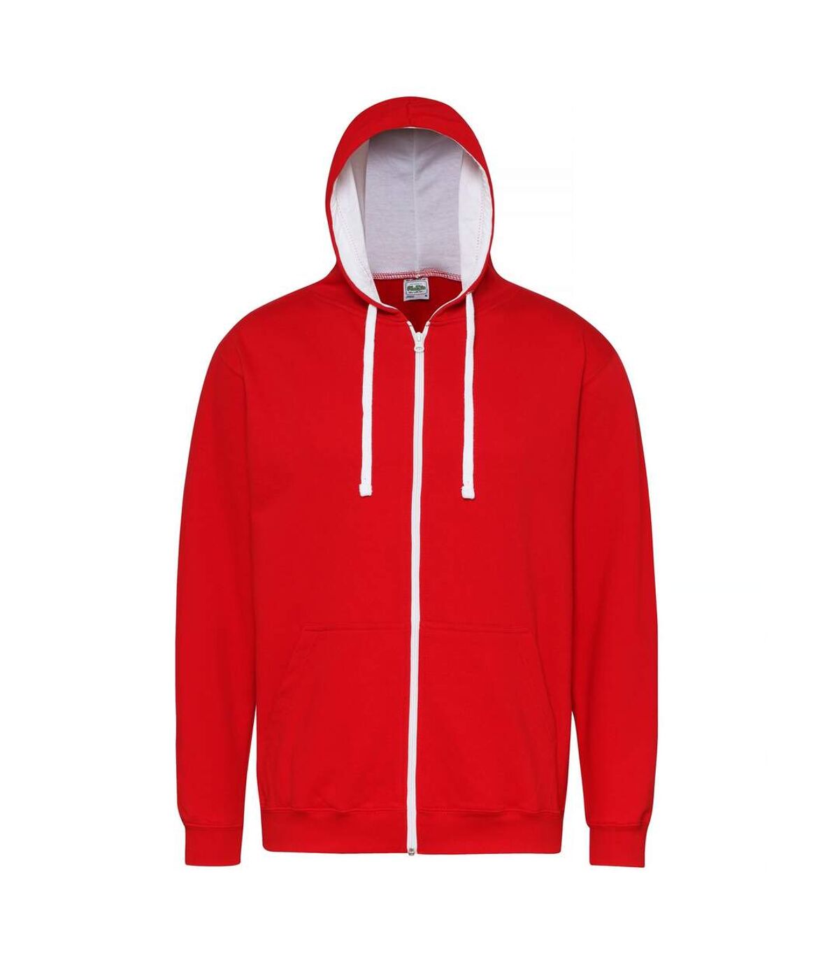 Awdis - Sweatshirt à capuche et fermeture zippée - Homme (Rouge feu/Blanc arctique) - UTRW182