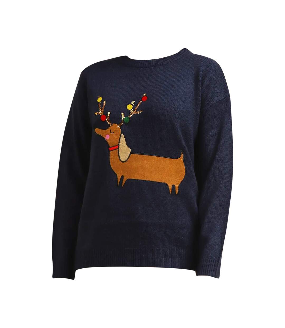 Pull De Noël Femme Bleu Marine Brave Soul-2