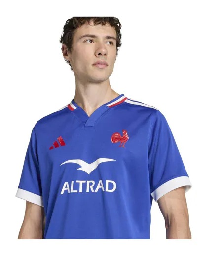 Maillot Domicile Rugby Motif/style France Adulte Bleu Clair Adidas