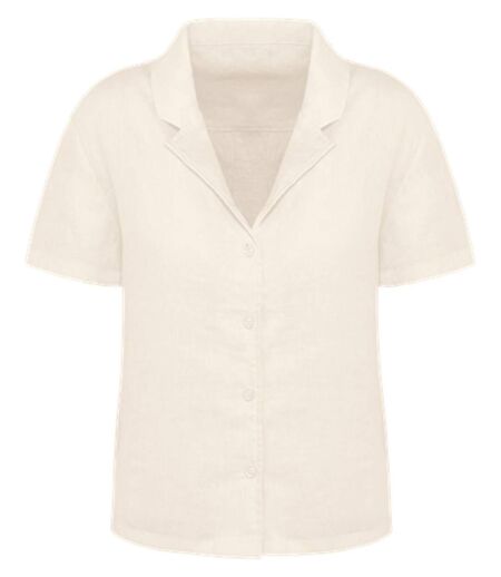 Chemise en lin manches courtes - Femme - PATS523 - beige ivoire