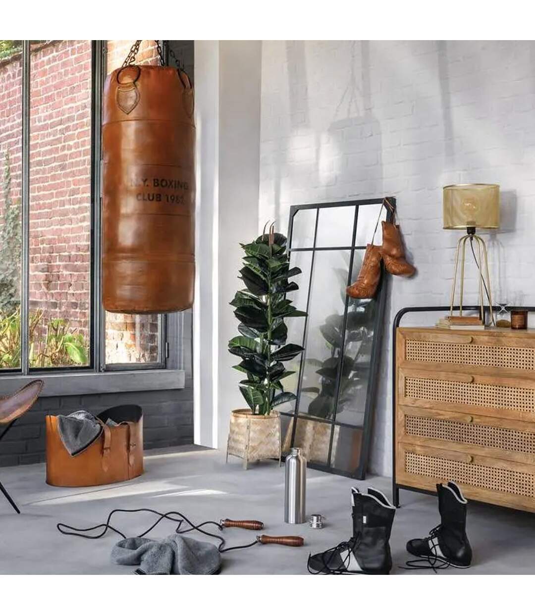 Gants de Boxe en Cuir Loft 25cm Marron Caramel-2
