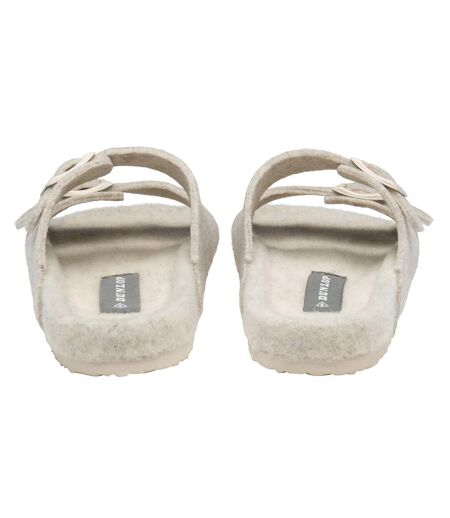 Ladies Faux Fur Double Buckle Slide Slippers Open Toe UK 3-8