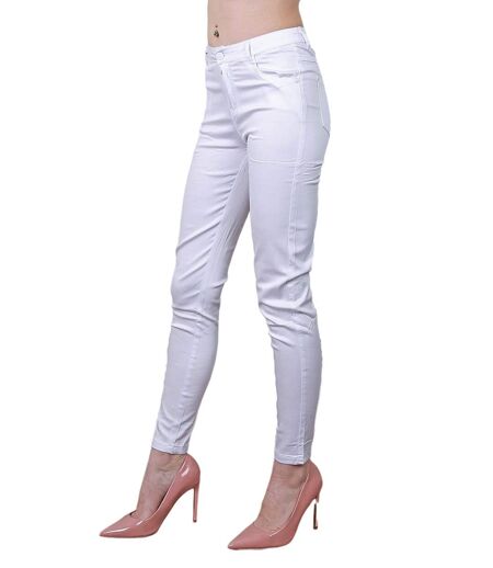 Jean femme slim fit blanc - Taille haute - Coton - Elasthane - Polyesther
