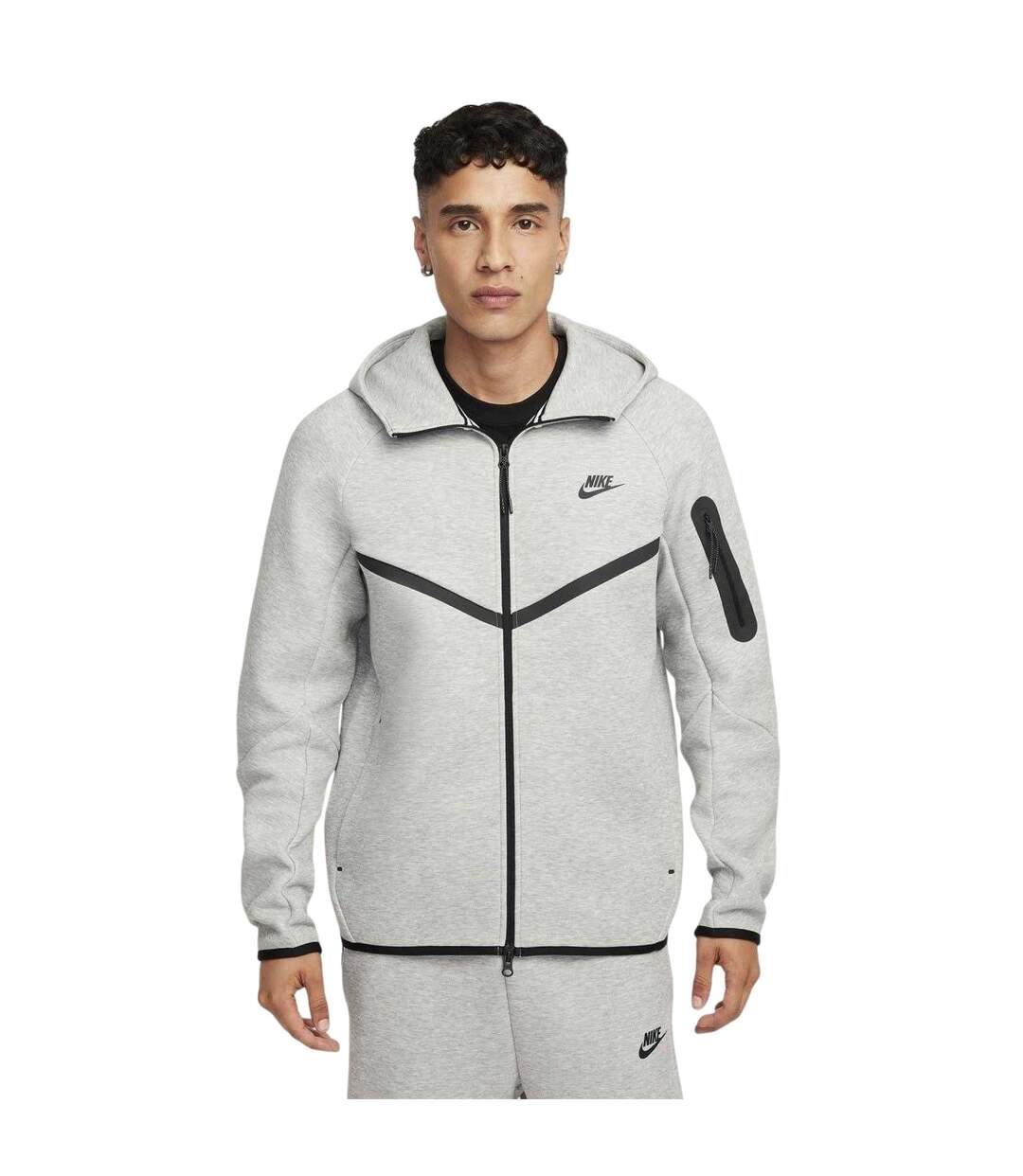 Veste À Capuche Motif/style Chevron Tech Homme Gris Chiné Chiné Nike-1