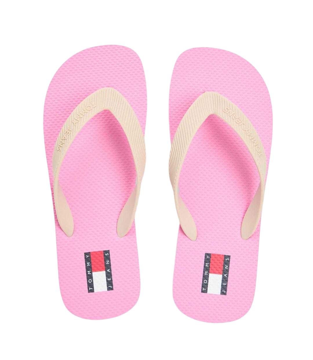 Womens/ladies Logo Flip Flops Pink Tommy Jeans-3