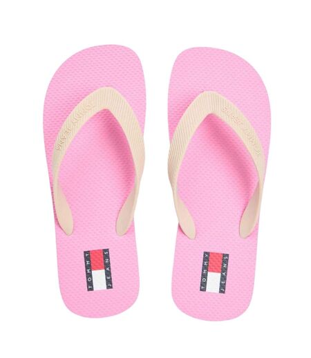 Womens/ladies Logo Flip Flops Pink Tommy Jeans