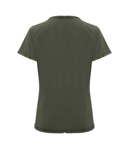 Womens/ladies Husky T-shirt Dark Green Brown Roly