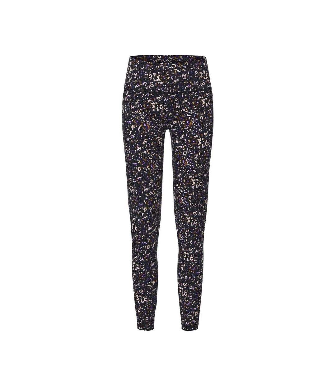 Womens/ladies Leopard Pattern Leggings Black Biba-1