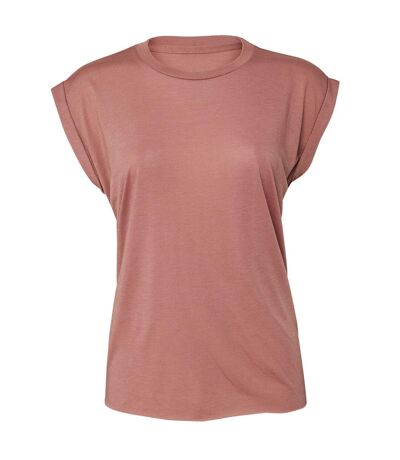 Bella + Canvas Womens/Ladies Flowy Rolled Cuff Muscle T-Shirt (Mauve)