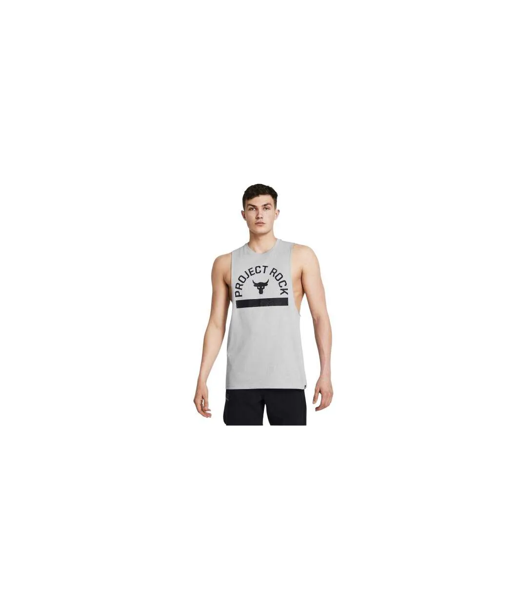 Mens Project Rock Graphic Tank Top Grey Under Armour-1