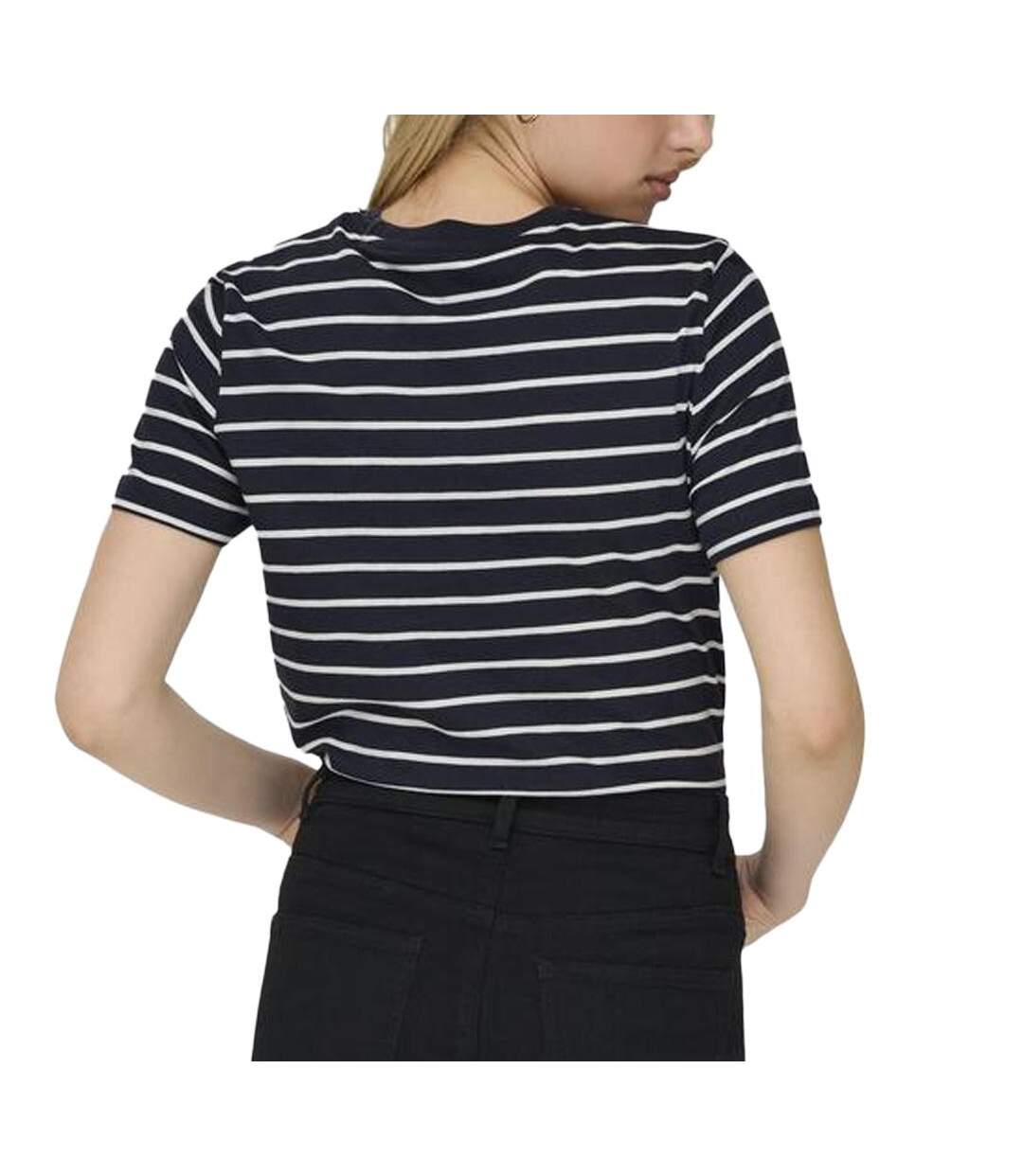 T-Shirt marine/blanc femme only liva-2