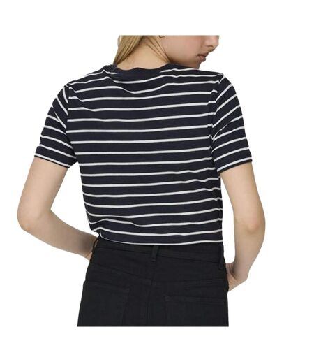 T-Shirt marine/blanc femme only liva