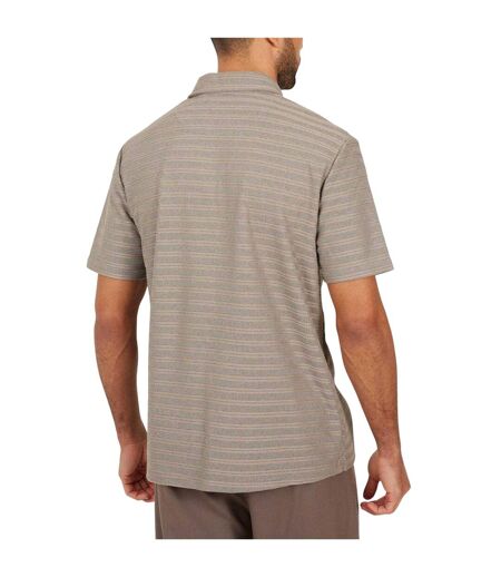 Mens Trophy Striped Polo Shirt Brown Grey Brave Soul