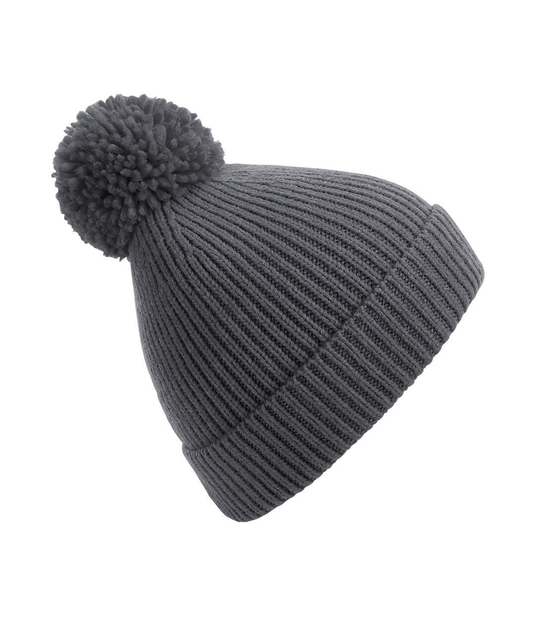 Bonnet À Pompon Unisexe Gris Foncé Beechfield-1