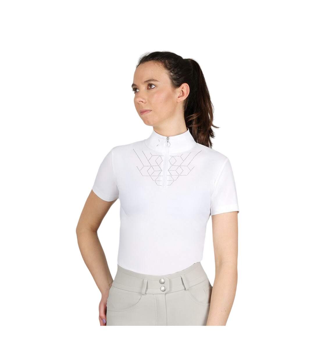 Womens/ladies Ledmore Diamante Show Shirt White Coldstream-1