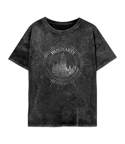 Harry Potter Womens/Ladies Hogwarts Constellation Acid Wash T-Shirt (Black) - UTHE662