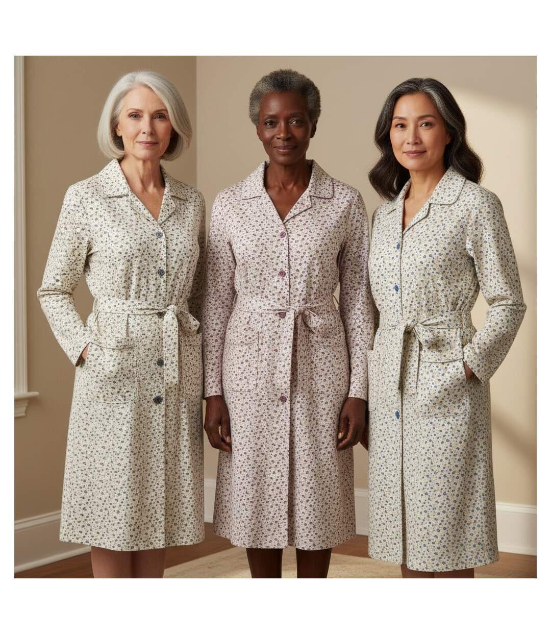 OZABI Chemise de Nuit Femme Pack de 3, Coton, Col Chemise Boutonné-2