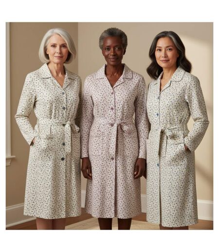 OZABI Chemise de Nuit Femme Pack de 3, Coton, Col Chemise Boutonné