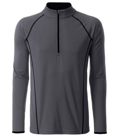 Maillot running respirant manches longues - Homme - JN498 - gris titane