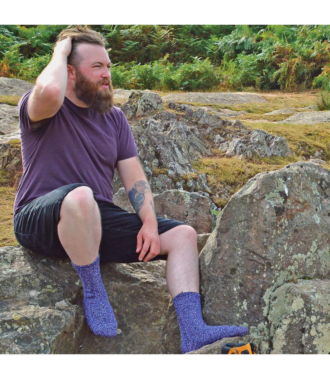 3 Pack Mens Warm 100% Wool Ribbed Socks with Reinforced Heel and Toe-4