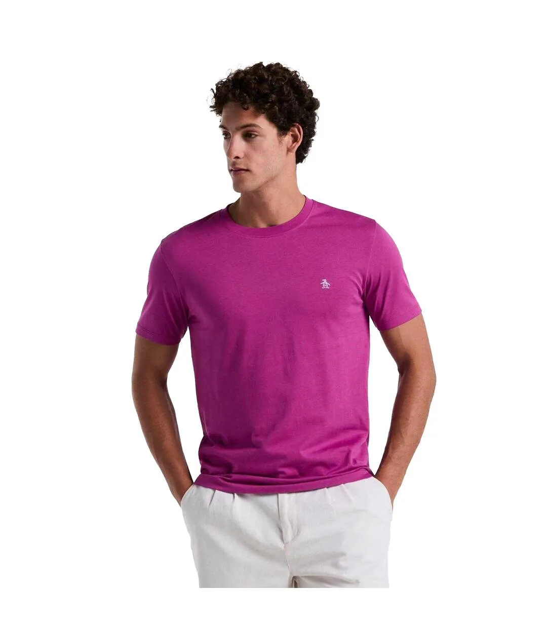 Mens Embroidered Logo T-shirt Purple Original Penguin-2
