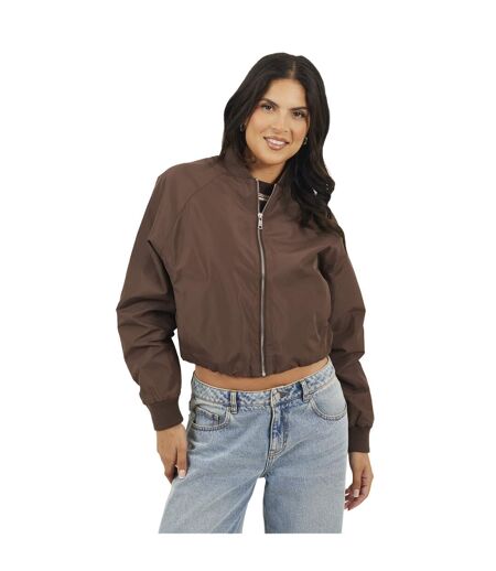 Womens/ladies Bomber Jacket Dark Chocolate Brave Soul