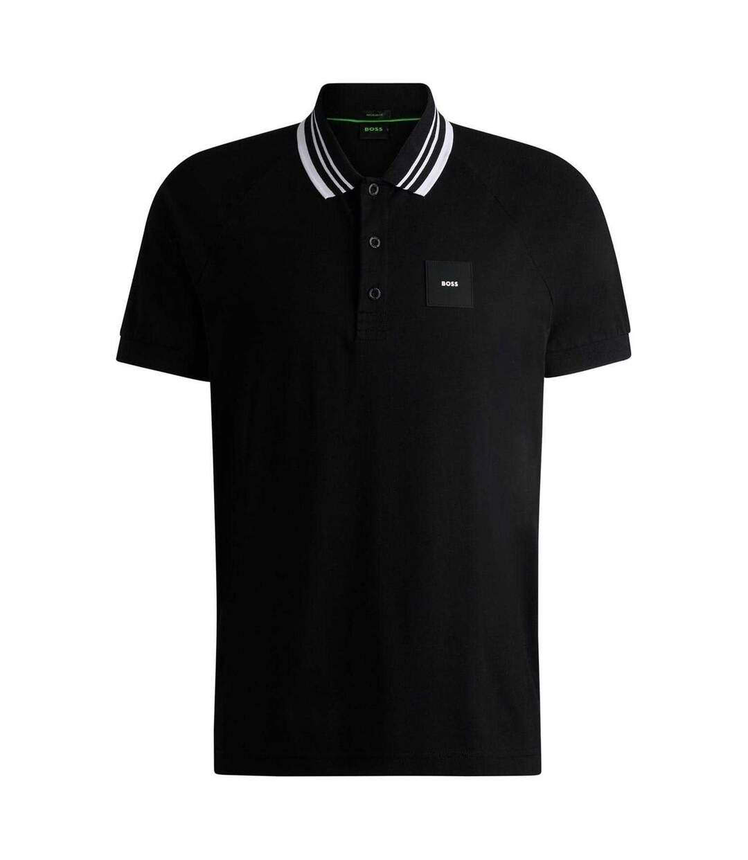 Mens Collared Regular Raglan Polo Shirt Black Boss-2