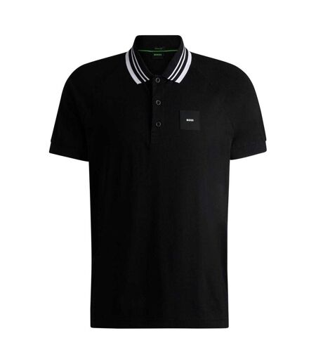 Mens Collared Regular Raglan Polo Shirt Black Boss