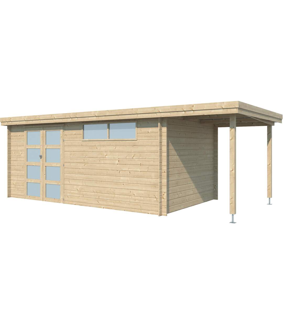 Chalet en bois 14.9 m² avec extension Moderne Avec gouttière