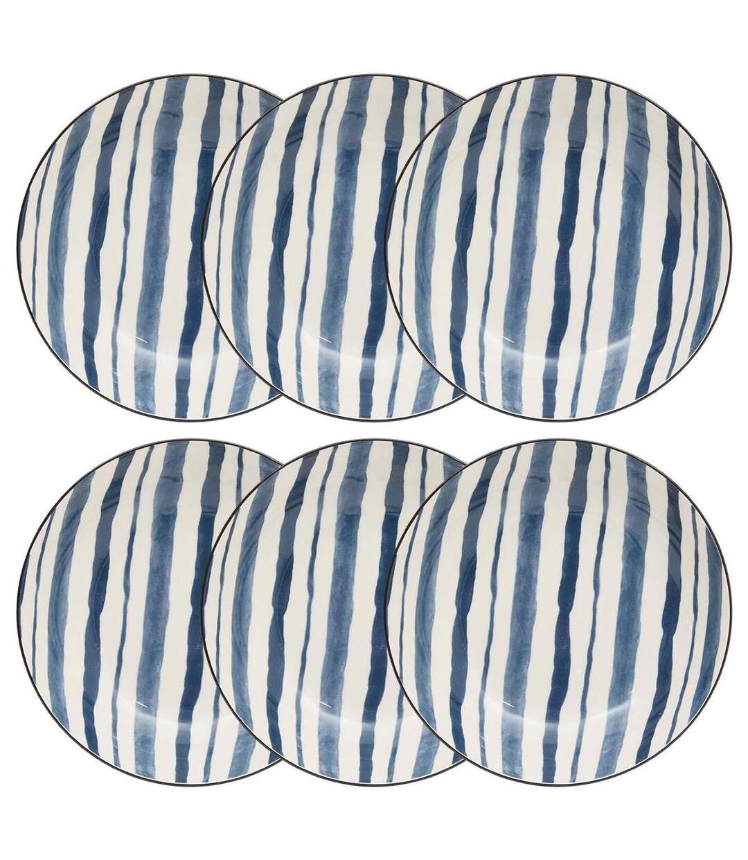 Lot de 6 Assiettes Creuses Umami Rayure 20cm Bleu-2
