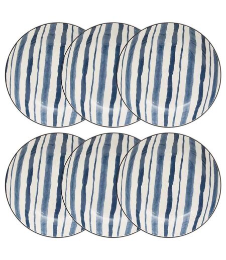 Lot de 6 Assiettes Creuses Umami Rayure 20cm Bleu