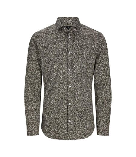 Mens Leaf Print Slim Long-sleeved Shirt Peat Jack And Jones