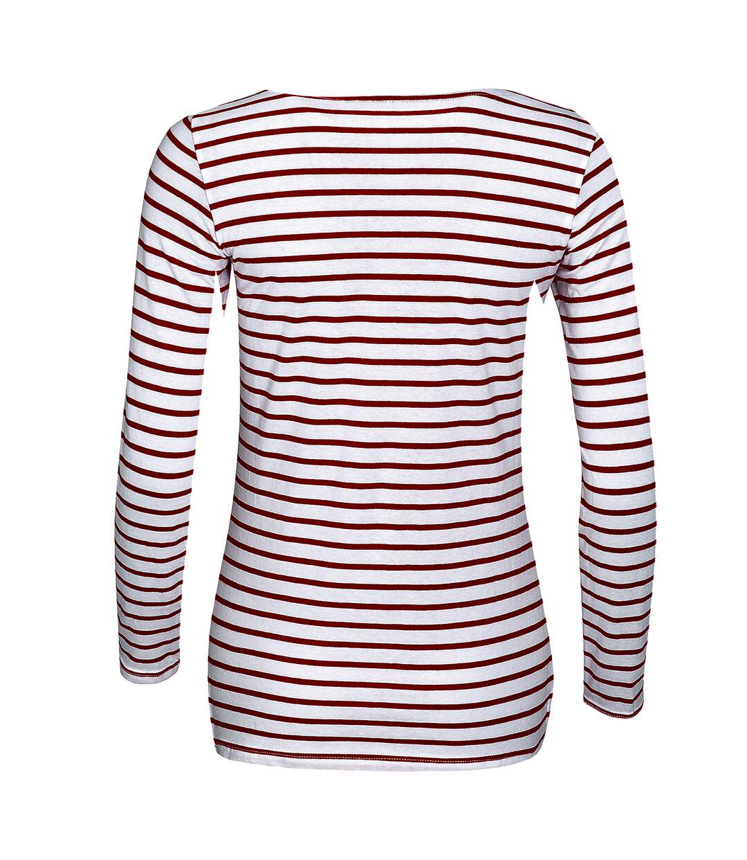 Marine t-shirt rayé à manches longues femme blanc/rouge SOLS