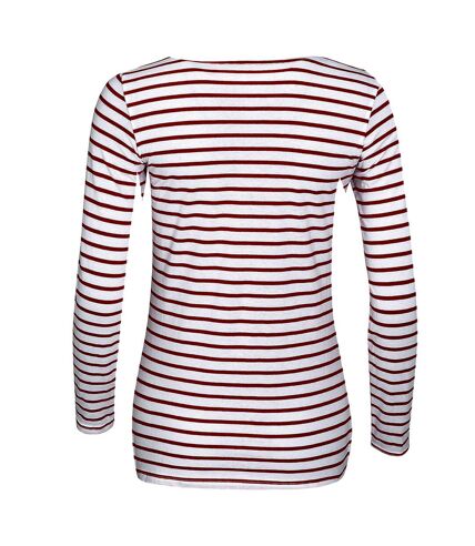 SOLS Womens/Ladies Marine Long Sleeve Stripe T-Shirt (White/Red) - UTPC2580